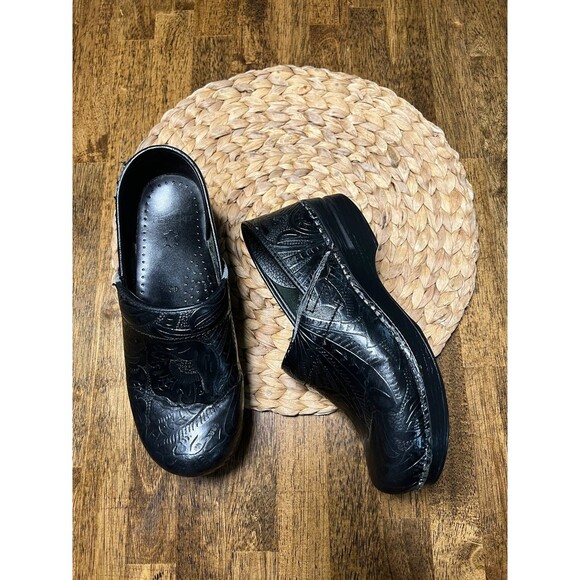 Dansko women leather Paisley Charcoal Black clogs shoes Size / EU 39 - Picture 4 of 10